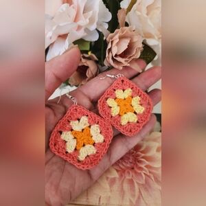 Handcrafted Crochet Square Earrings